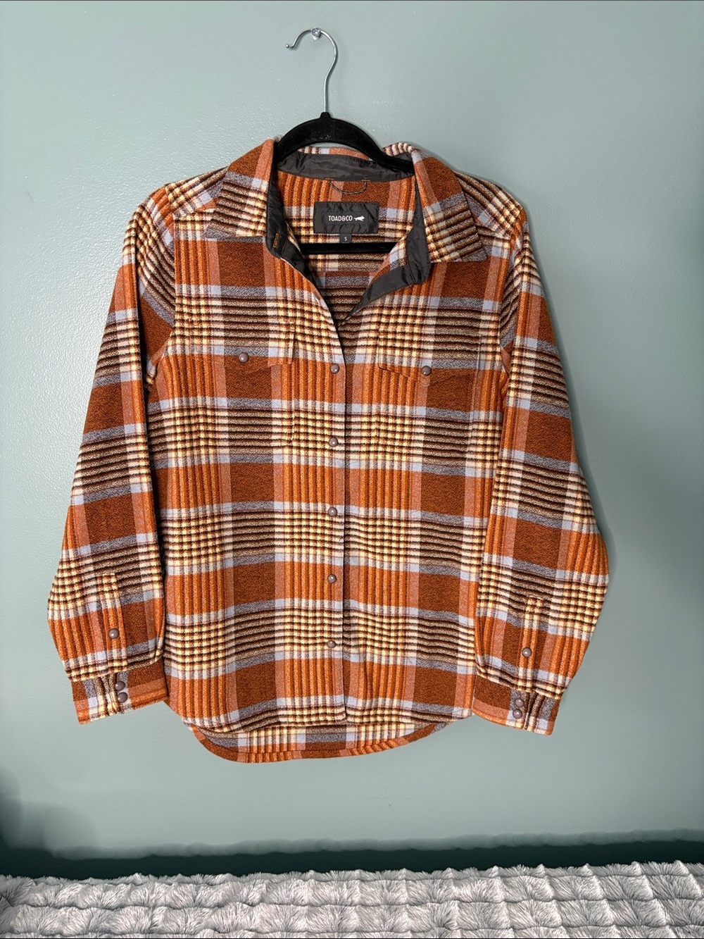 Toad&Co Orange Plaid Button-Up Flannel Shirt